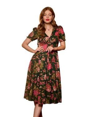 Joe Browns A-Line Button Front Midi Dress - Brown