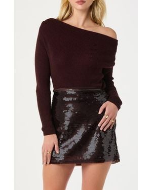 Astr One-Shoulder Rib Sweater - Black