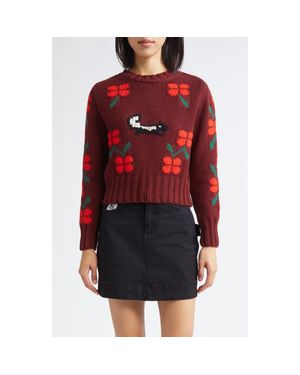 Bode Skunk Royal Alpaca Sweater - Red