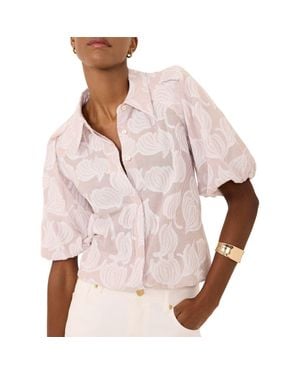 Mint Velvet Cotton Jacquard Shirt - Pink