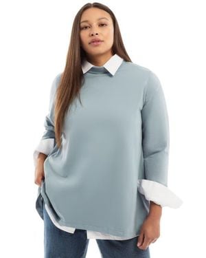 June + Vie One+Only Mock-Neck Tunic - Blue