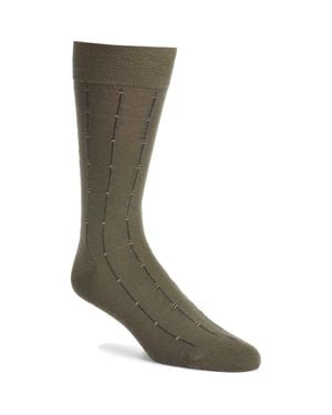 Pantherella Botolph Vertical Mini Box Stripe Wool Blend Dress Socks - Gray