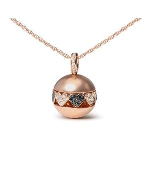 Haus of Brilliance 18K 3/8 Cttw Diamond Ball With Filigree Heart & Cluster Pendant Necklace - Metallic