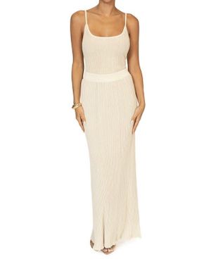 JLUXLABEL Serena Metallic Rib Knit Camisole & Skirt Set - Natural