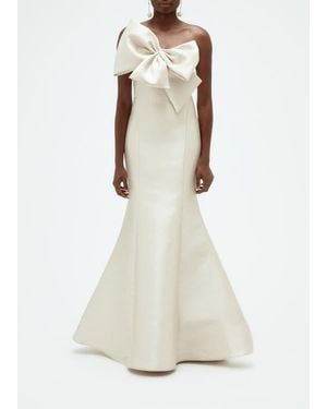 Amsale Mikado Twisted Double Bow Gown - White