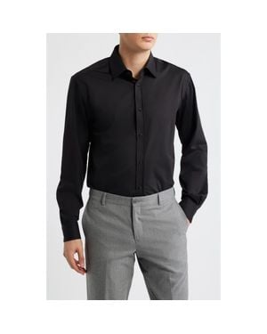Daniel Hechter Modern Fit Solid Knit Cotton Dress Shirt - Black