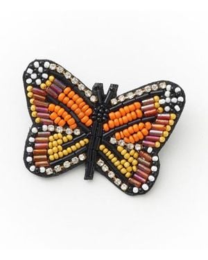 Matr Boomie Bala Mani Beaded Butterfly Brooch Pin - Orange