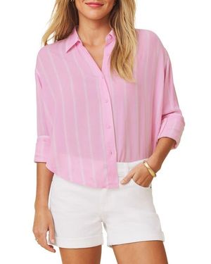 Splendid Jaylei Stripe Modal Button-Up Top - Red