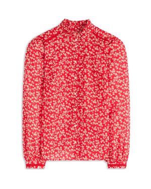 Boden Helena Floral Cotton Button-Up Shirt - Red