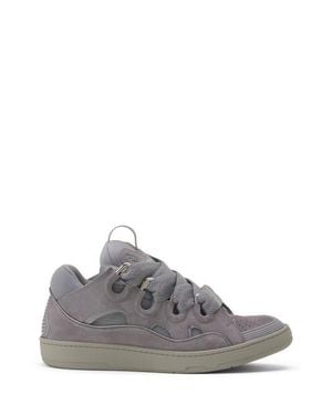 Lanvin Curb Monochrome Suede Sneakers - Gray