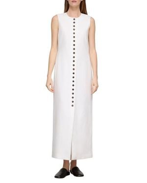 Lafayette 148 New York Buttoned Linen Maxi Dress - White