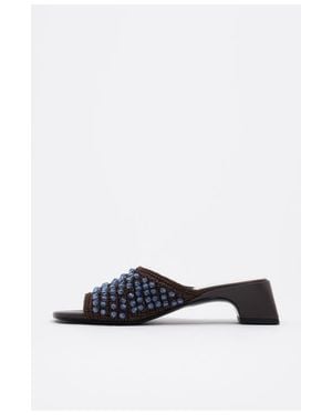 Bimba Y Lola Crochet Beaded Heeled Sandal - White