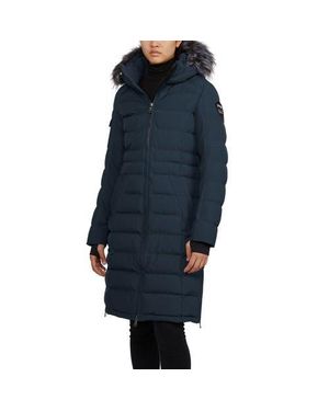 Pajar Venice Long Puffer With Removable Faux Fur Trim - Blue