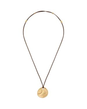 Reiss Orla Leather Cord Pendant Necklace - Metallic