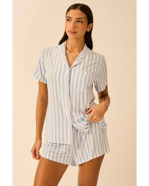 Stripe & Stare Short Pajama Set - Natural