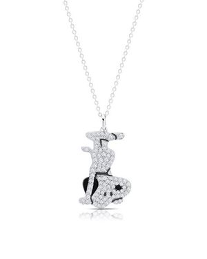 Crislu Snoopy Headstand Pavé Pendant Necklace - White