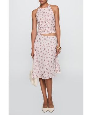Princess Polly Floral Ruched Halter Crop Top & Skirt Set - Pink