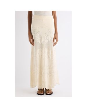 Isabel Marant Sanaya Cotton Blend Floral Jacquard Maxi Skirt - Natural