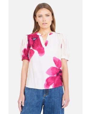 Yumi' Watercolor Floral Top - Pink