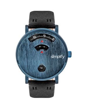 Simplify The 7000 Leather-Band Watch - Blue