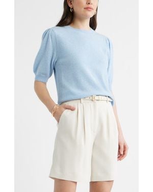 Caslon Puff Sleeve Wool & Cashmere Sweater - Blue