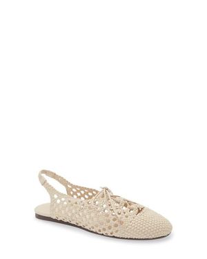 Hereu Lace-Up Woven Slingback Sandal - Natural