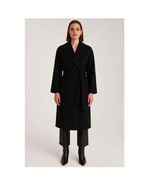 1982 Cashmere Hooded Long Coat - Black