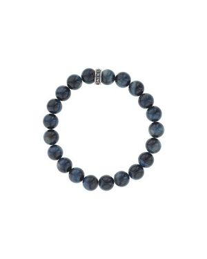 King Baby Studio 10Mm Tiger Eye Bead Bracelet With Logo Ring - Blue