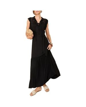 Friends Like These Broderie Jersey Maxi Dress - Black