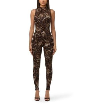 Naked Wardrobe Mock Neck Jumpsuit - Brown