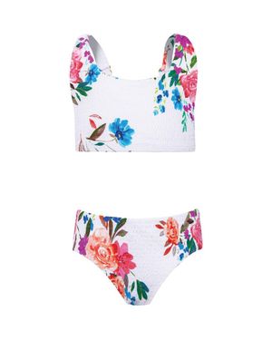 PQ Swim Kids' Finley Smocked Two-Piece Swimsuit - White