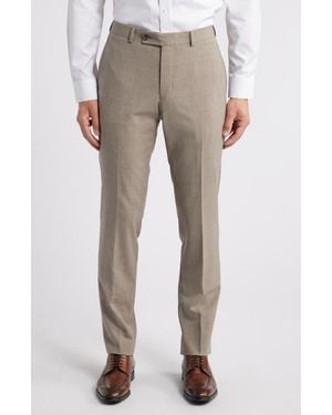 Jack Victor Patrick Flat Front Stretch Wool Dress Pants - Natural