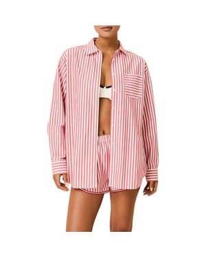 Solid & Striped The Avril Linen Blend Button-Up Shirt - Pink