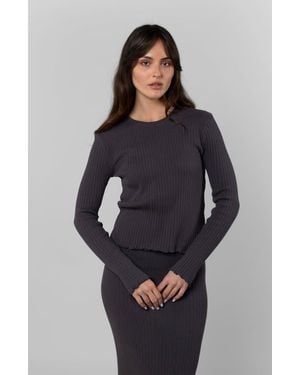 LEISURE LAB Cotton Rib Long Sleeve - Black