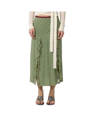 Diane von Furstenberg Heavenly Polka Dot Midi Skirt - Green