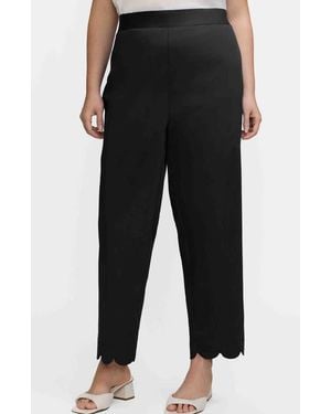 Foxcroft Elaine Scallop Hem Cotton Blend Crop Pants - Black
