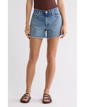 PAIGE Archie Raw Hem Denim Cutoff Shorts - Blue
