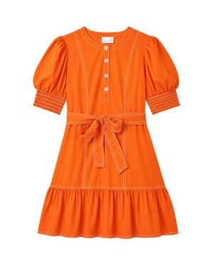 Cartolina Nantucket Bonnie Cotton Poplin Mini Dress - Orange