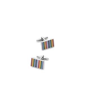 Paul Fredrick Enamel Stripe Cufflinks - White