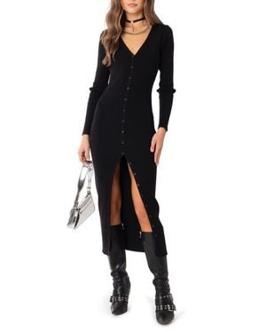 Edikted Jazlyn Long Sleeve Rib Sweater Dress - Black