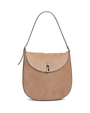 SAVETTE Large Tondo Suede Hobo Bag - Brown