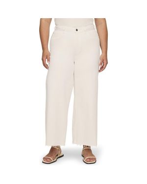 WARP+WEFT Icn Raw Hem High Waist Ankle Wide Leg Jeans - Natural