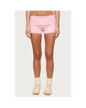 Edikted Soraia Foldover Bike Shorts - Pink