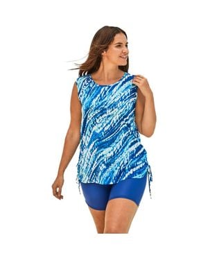 Swim 365 Chlorine Resistant Swim Tank Coverup With Side Ties - Blue