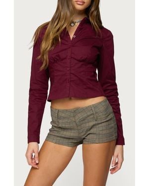 Edikted Laurna Fitted Button-Up Shirt - Red