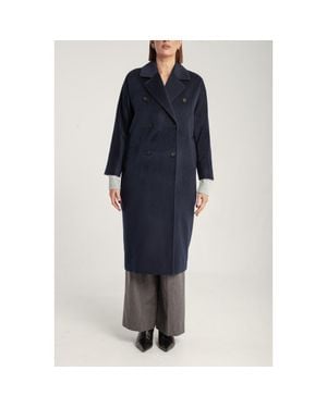 1982 Cashmere Double Breasted Long Coat - Blue