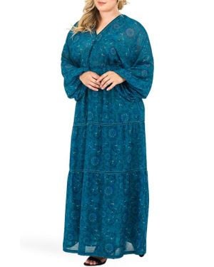 Standards & Practices Maxine Floral Print Maxi Dress - Blue
