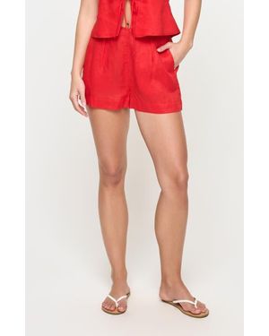 LSPACE Lia Linen Cover-Up Shorts - Red