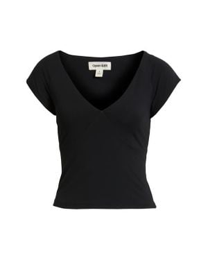 Open Edit Cap Sleeve Top - Black