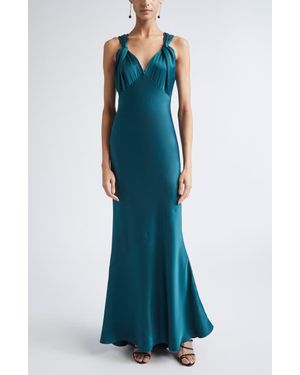 St. John Liquid Satin Gown - Blue